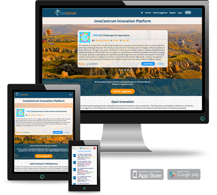 innoCentrum innovation platform on desktop, tablet and mobile devices